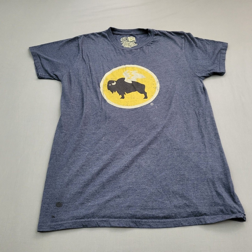 Buffalo Wild Wings Shirt Mens Medium Blue Short Sleeve Crew Neck Graphic Tee